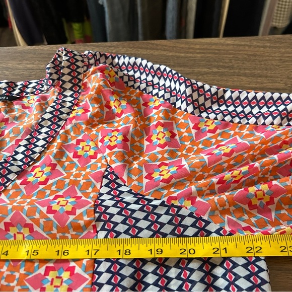 Zac & Rachel Orange and Black Geometric Blouse L - Picture 7 of 9